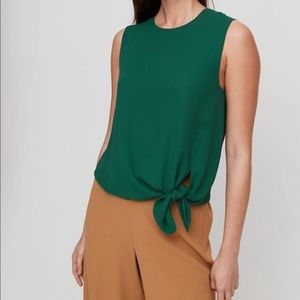 Aritzia Babaton Hopkins Green Tie Front Top